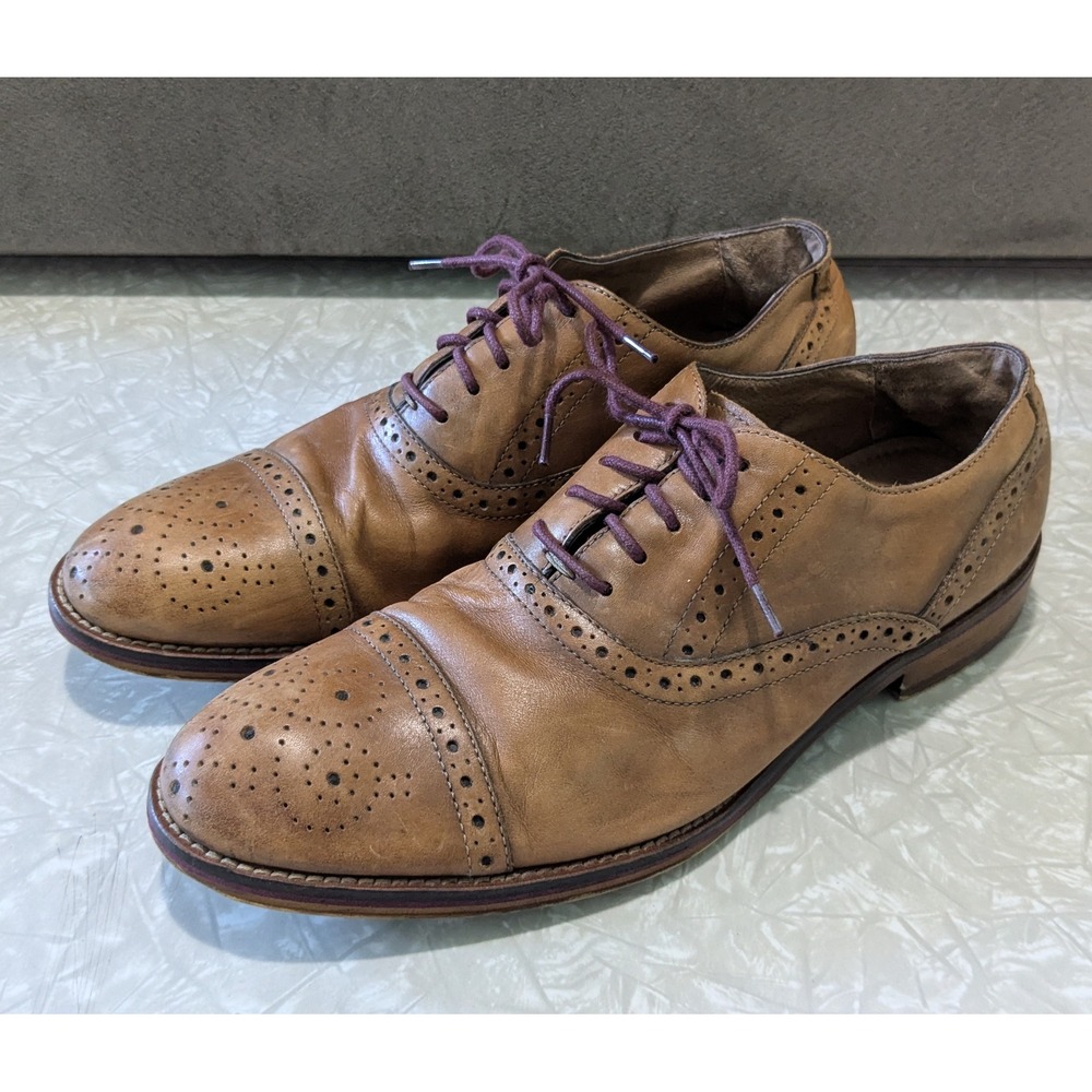 Johnston & Murphy Conard Tan/Brown Leather Brogue Cap Toe Oxfords Size 8.5 M